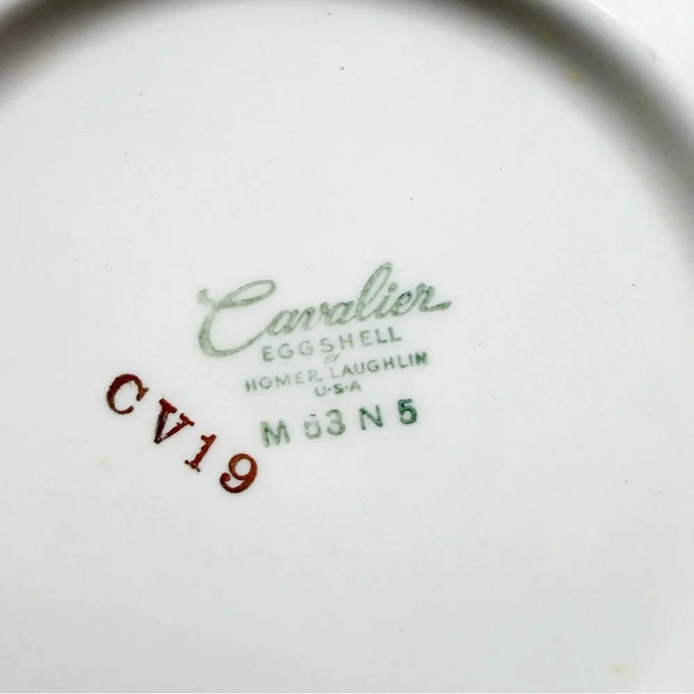 Vintage Homer Laughlin Cavalier Eggshell Gardenia Floral Serving Bowl B53N5 CV19